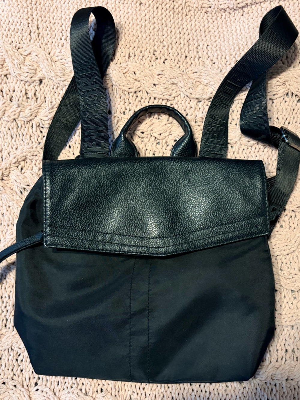 Botkier Black Nylon & Leather Flap Backpack